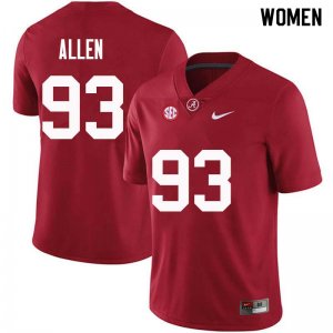 NCAA Women's Alabama Crimson Tide #93 Jonathan Allen Stitched College Nike Authentic Crimson Football Jersey UA17B03LC